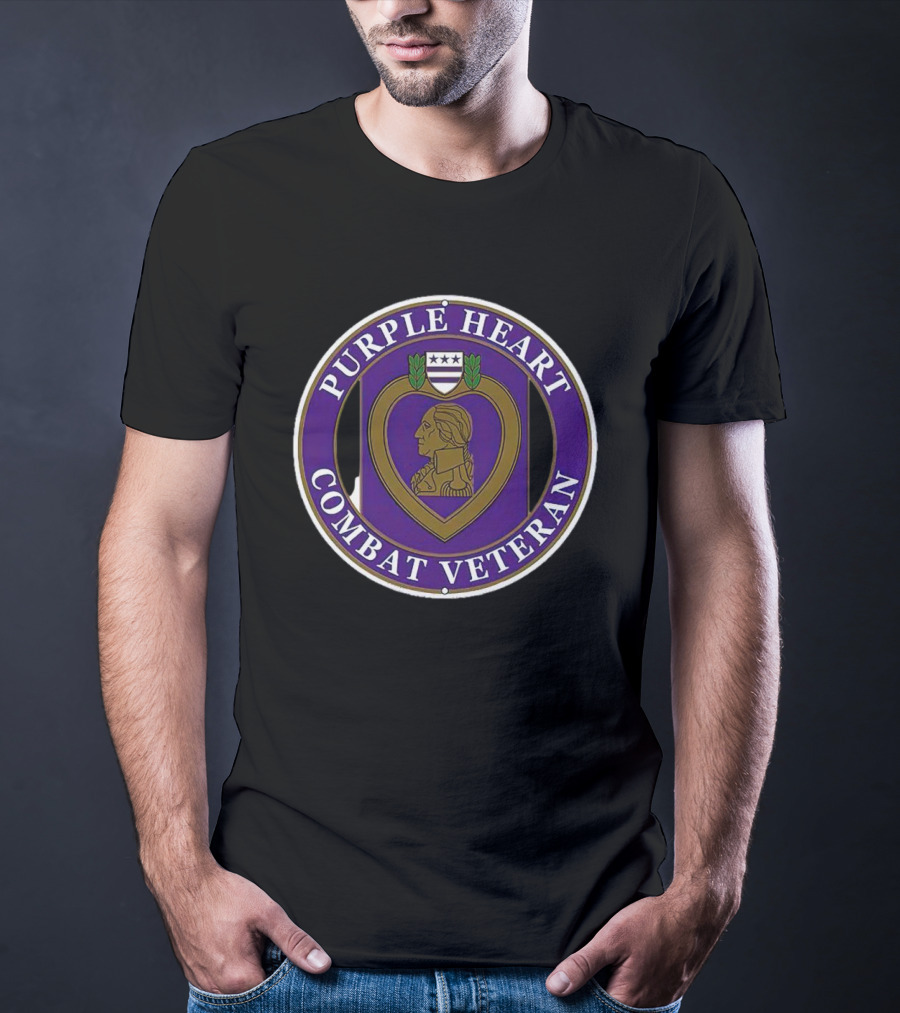 Purple Heart Combat Veteran Emblem Oval Badge T-Shirt