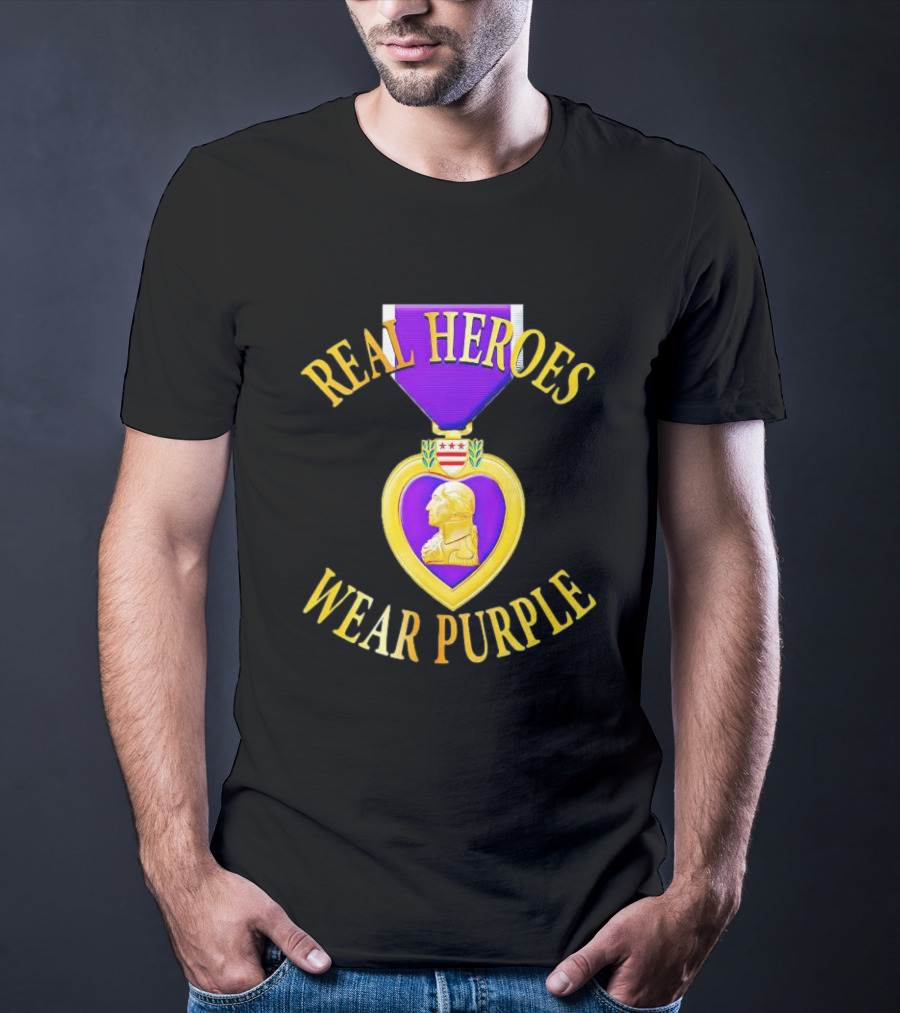 Real Heroes Wear Purple Heart Day T-Shirt
