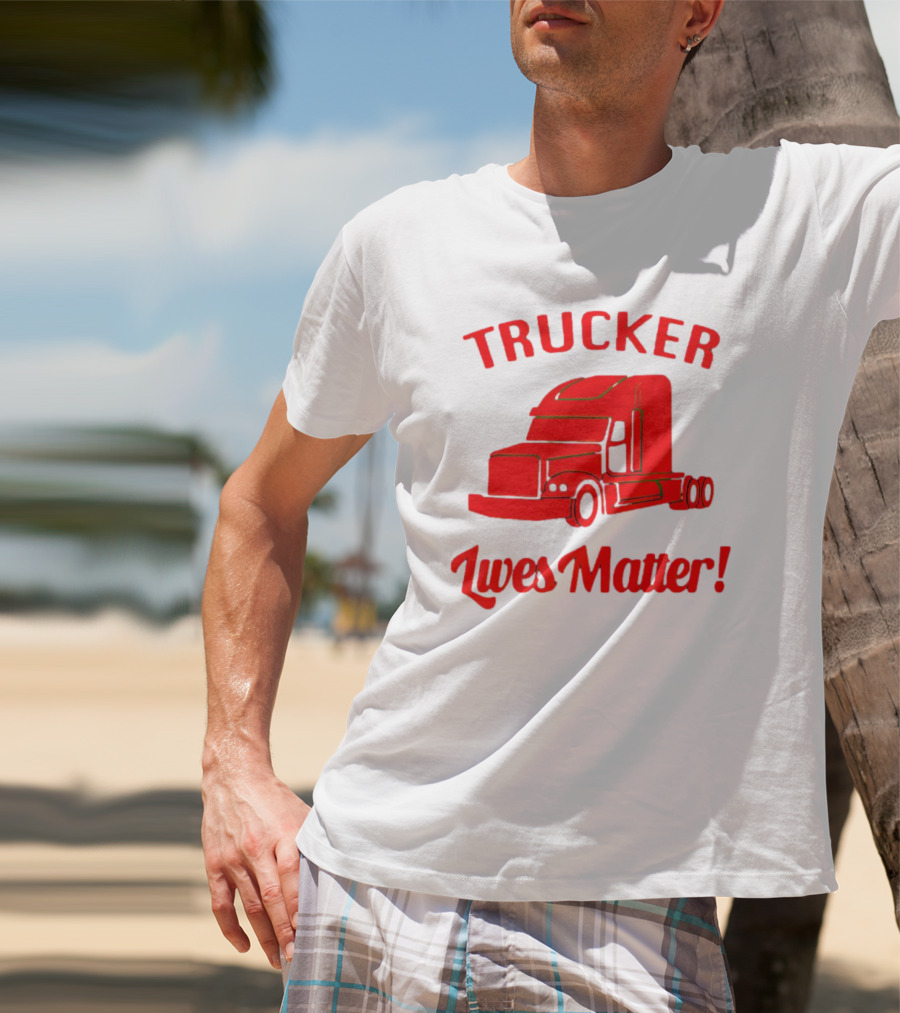 Trucker Lives Matter Bold Red Semi-Truck T-Shirt