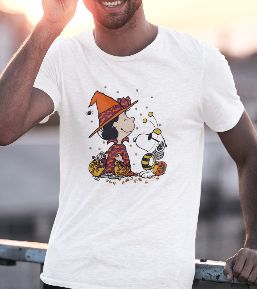 Snoopy Halloween Witch And Bee Pumpkins T-Shirt