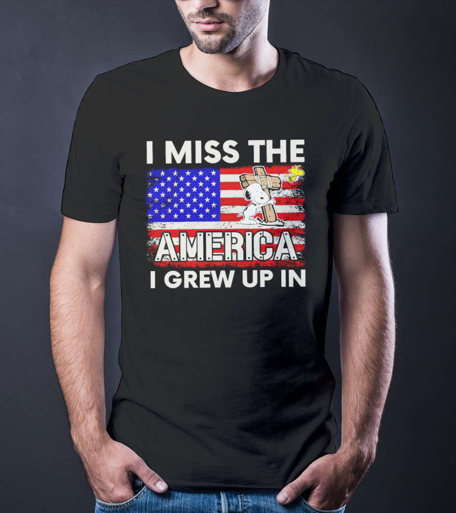 I Miss The America I Grew Up In Snoopy US Flag T-Shirt