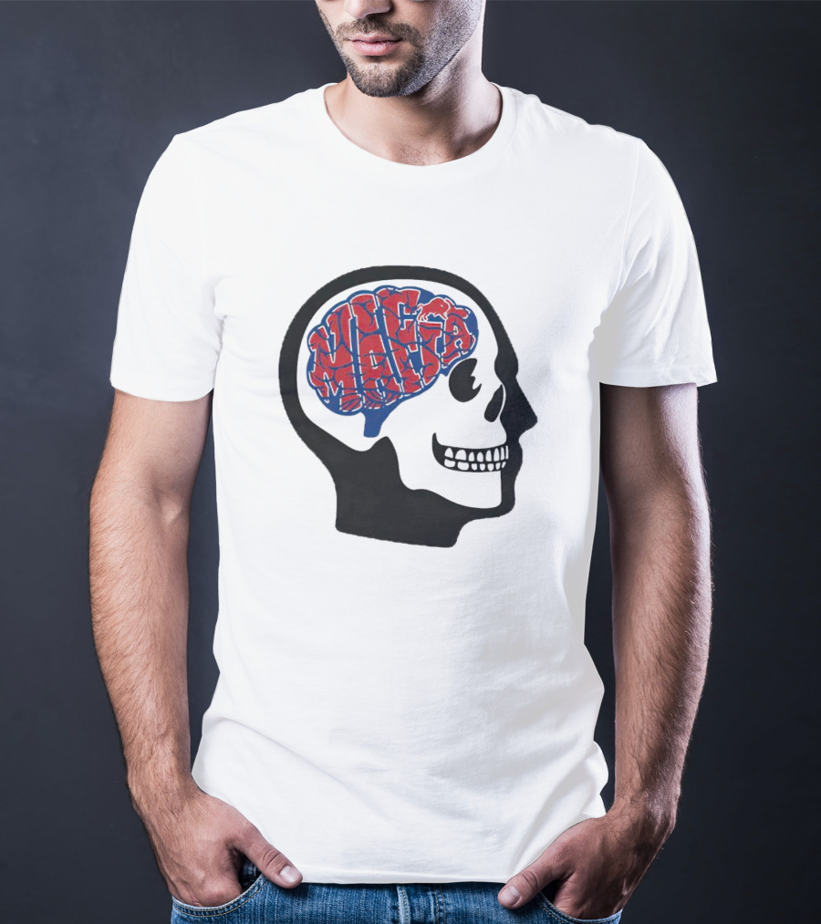Mafia Bills Skull Brain Typography T-Shirt