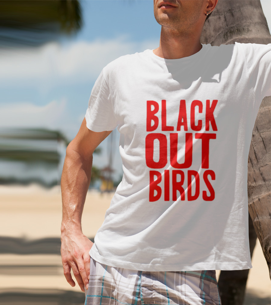Louisville Black Out Birds Bold Red Text T-Shirt