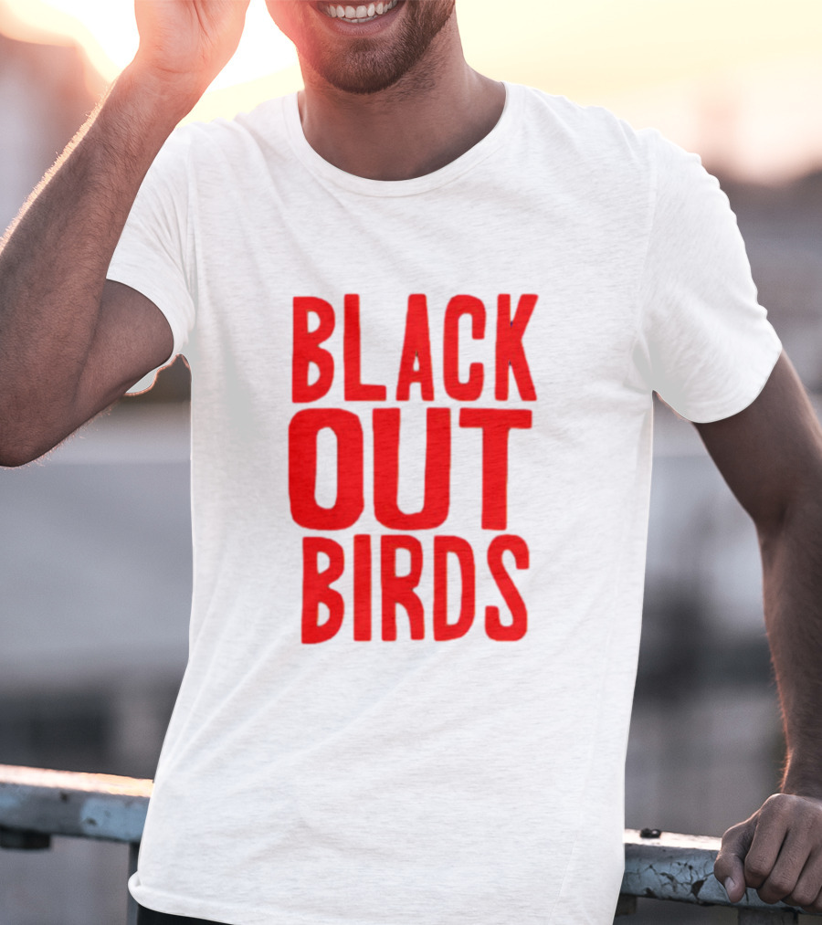 Louisville Black Out Birds Bold Red Text T-Shirt