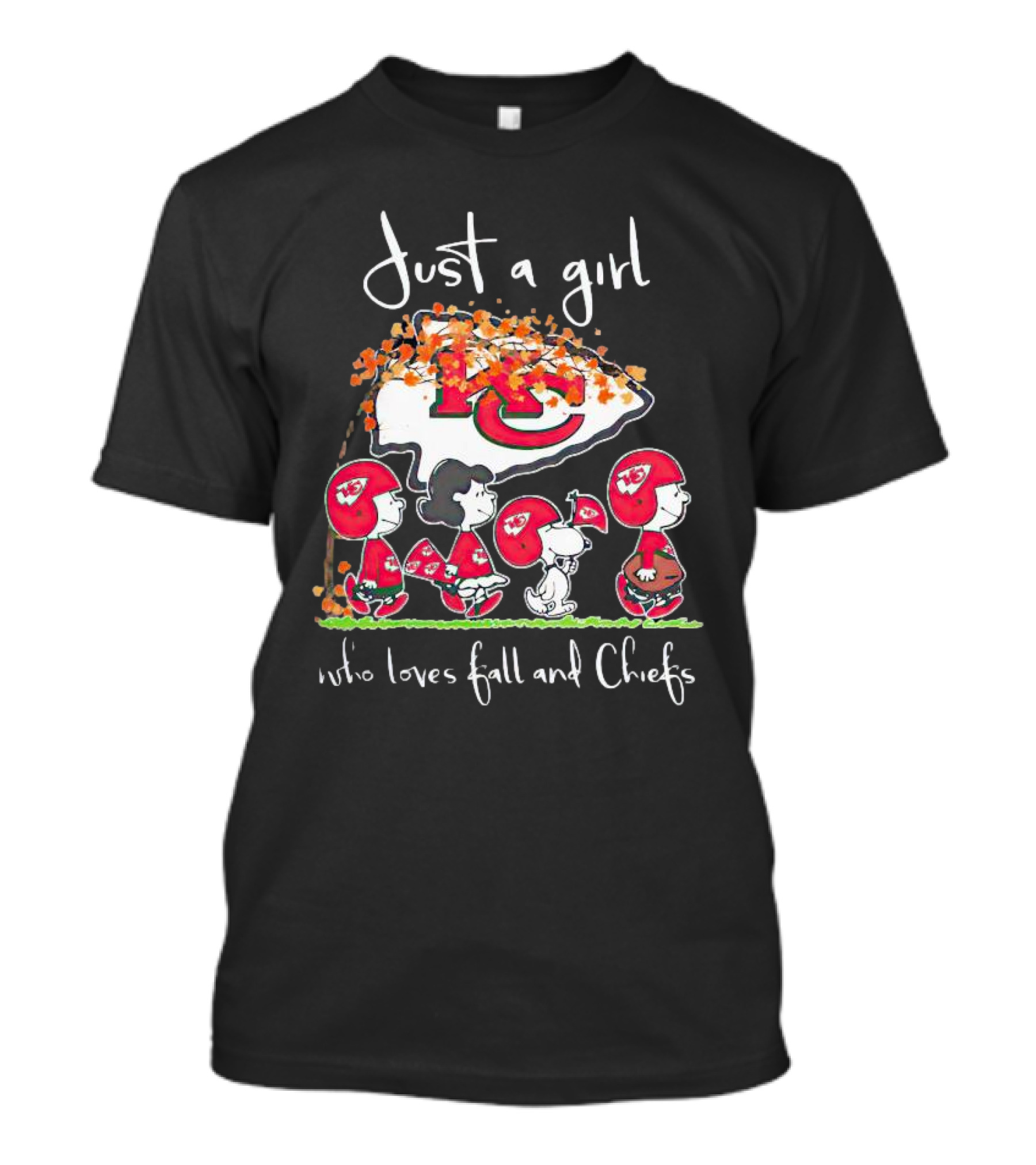 Just A Girl Who Loves Fall And Chiefs Peanuts Characters T-Shirt