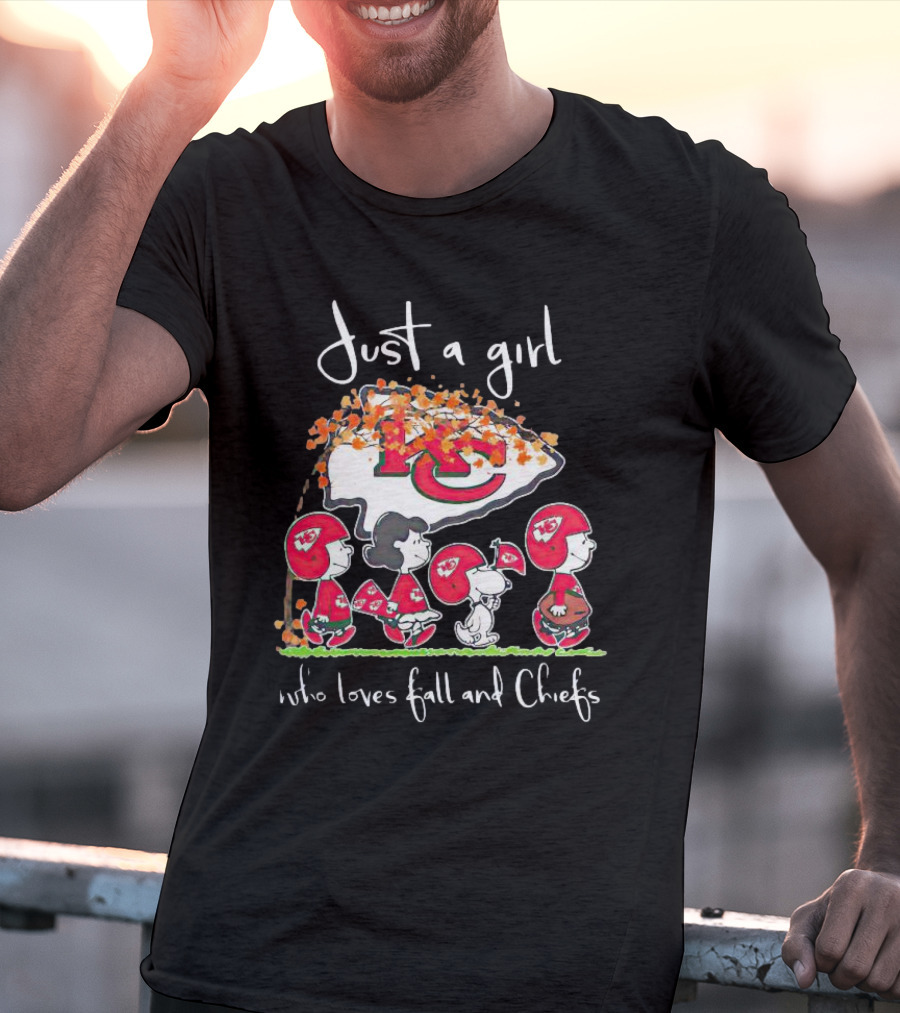 Just A Girl Who Loves Fall And Chiefs Peanuts Characters T-Shirt