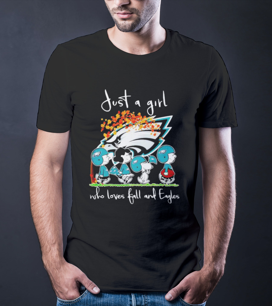 Peanuts Characters Just A Girl Who Loves Fall And Eagles T-Shirt
