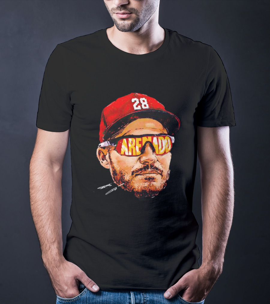 Nolan Arenado St. Louis Cardinals Number 28 Sunglasses Signature T-Shirt