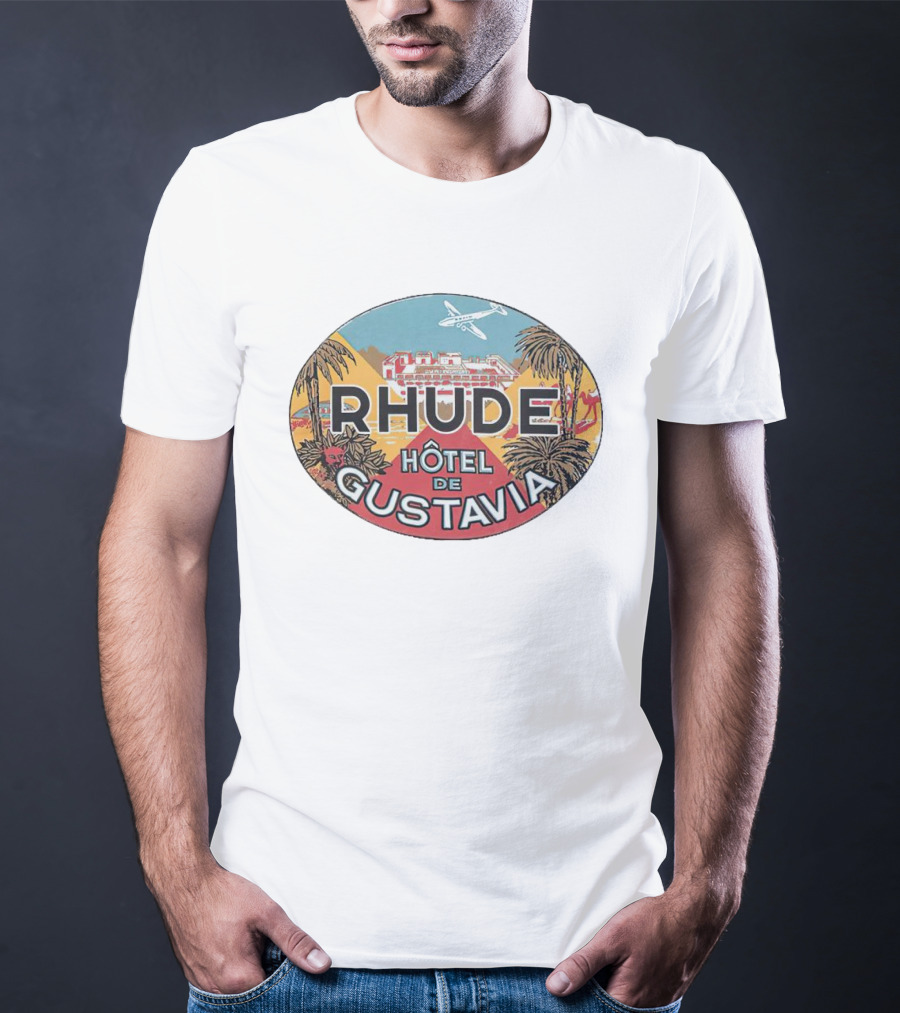 RHUDE Hôtel De Gustavia Tropical Vintage Airplane Oasis T-Shirt