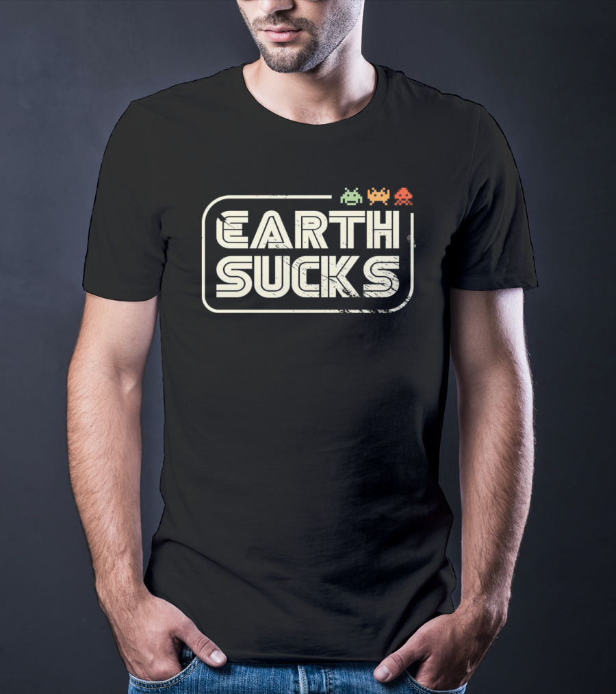 Earth Sucks Retro Alien Game Move To Mars T-Shirt