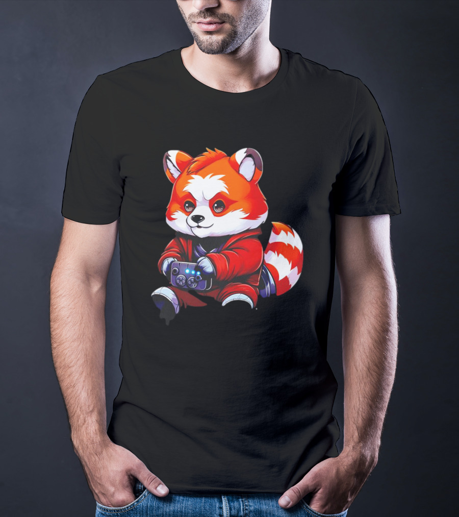 Gaming Red Panda Playing Video Games T-Shirt