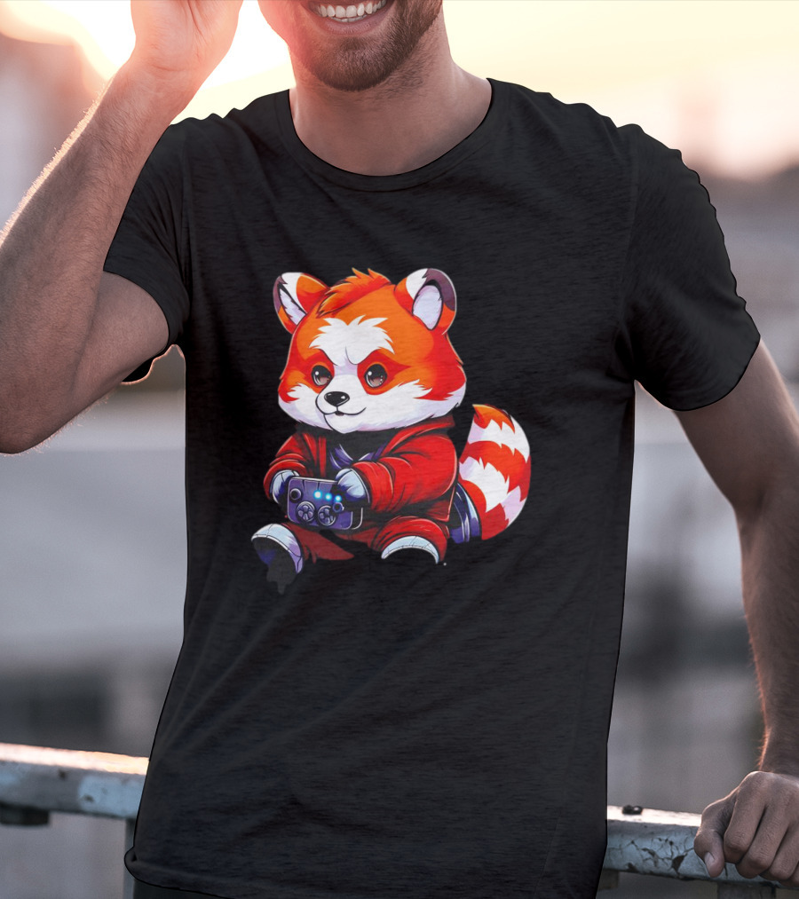 Gaming Red Panda Playing Video Games T-Shirt