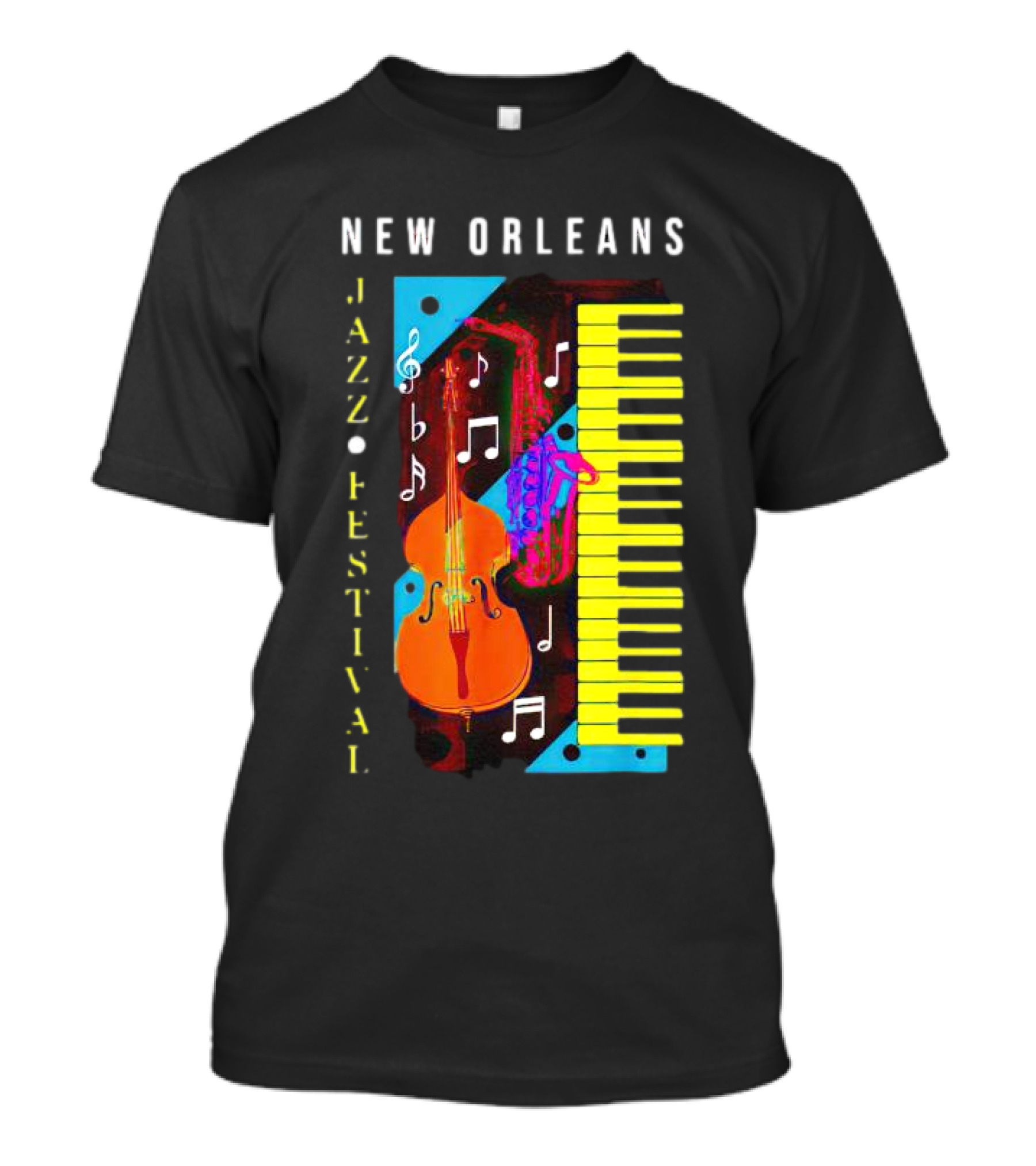 New Orleans Jazz Festival Music Notes Piano And Instruments T-Shirt