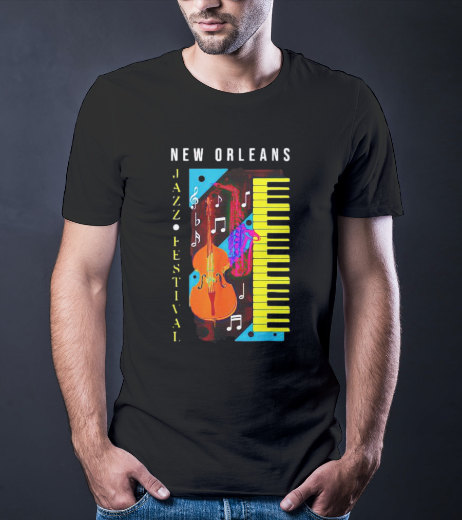New Orleans Jazz Festival Music Notes Piano And Instruments T-Shirt