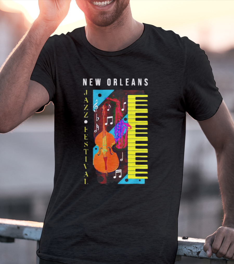New Orleans Jazz Festival Music Notes Piano And Instruments T-Shirt