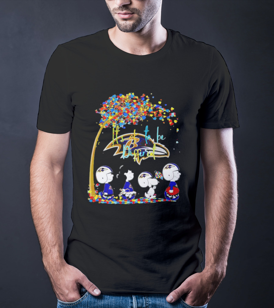 Baltimore Ravens Peanuts It’s Ok To Be Different Autism Fall T-Shirt