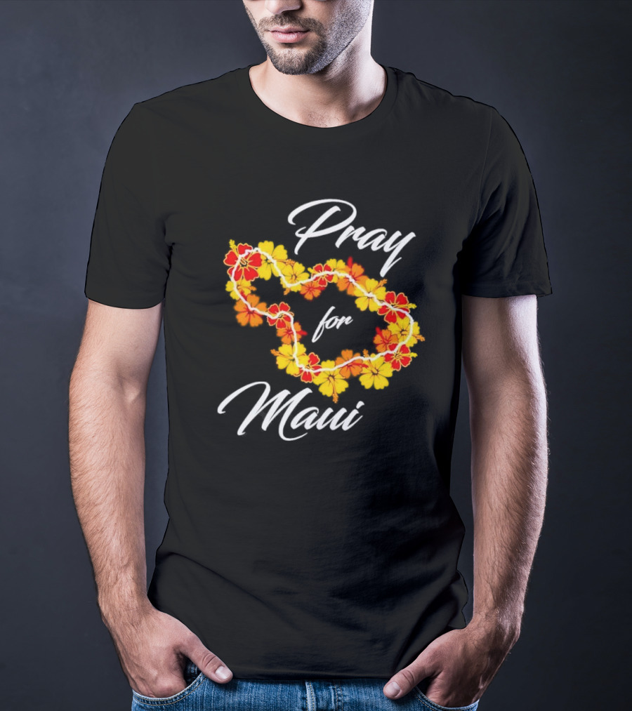 Pray For Maui Floral Hawaiian Lei T-Shirt