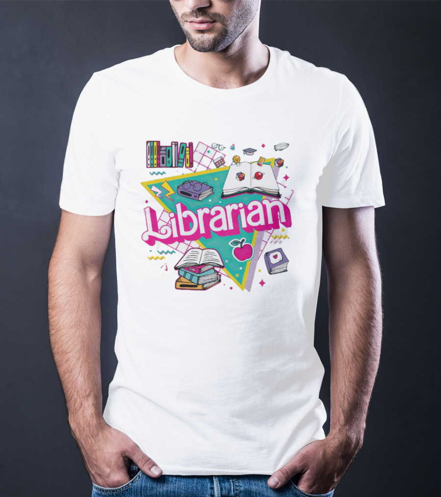 Librarian Books Apple Glasses Open Book T-Shirt