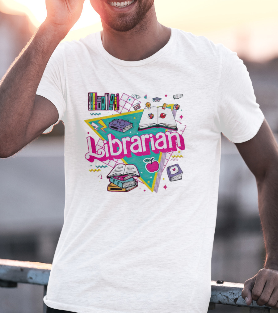 Librarian Books Apple Glasses Open Book T-Shirt
