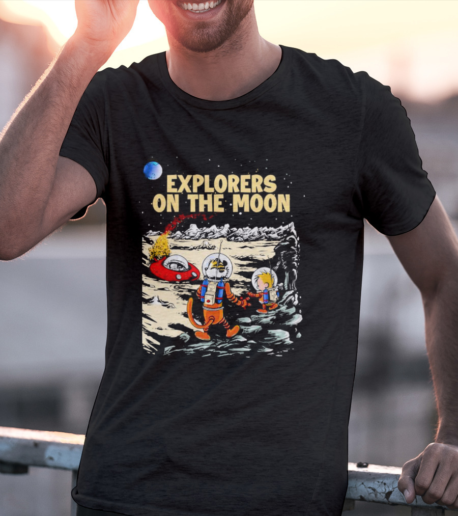 Explorers On The Moon Calvin And Hobbes Lunar Adventure T-Shirt