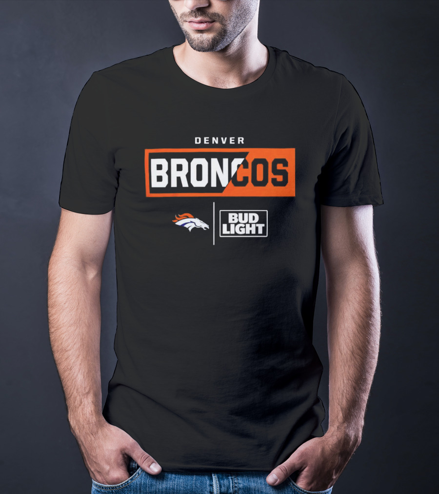 Denver Broncos Bud Light NFL Logo Collaboration T-Shirt