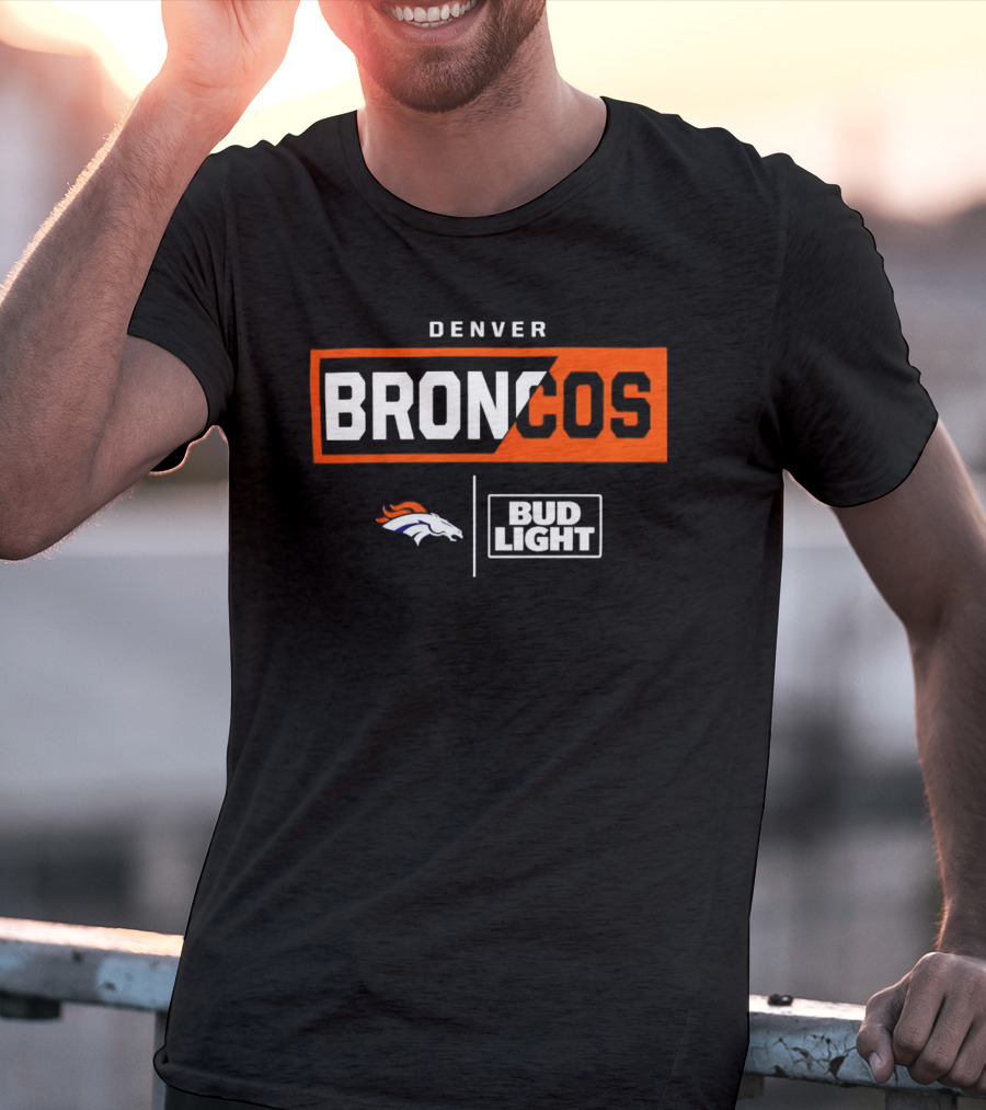 Denver Broncos Bud Light NFL Logo Collaboration T-Shirt