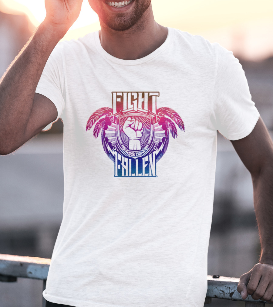 Fight For The Fallen AEW Fist Emblem With Feathers T-Shirt
