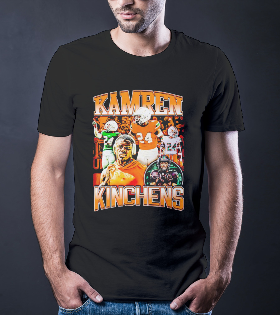Kamren Kinchens Miami Hurricanes Vintage 24 Football Image T-Shirt
