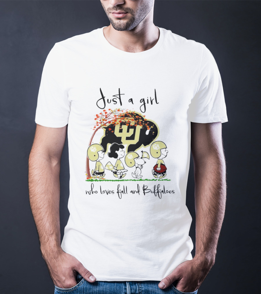 Just A Girl Who Loves Fall And Buffaloes Peanuts Characters Football T-Shirt
