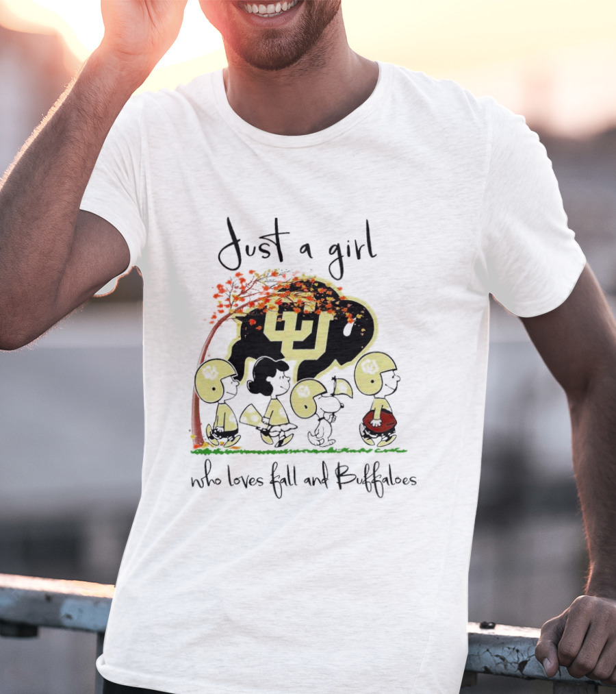 Just A Girl Who Loves Fall And Buffaloes Peanuts Characters Football T-Shirt