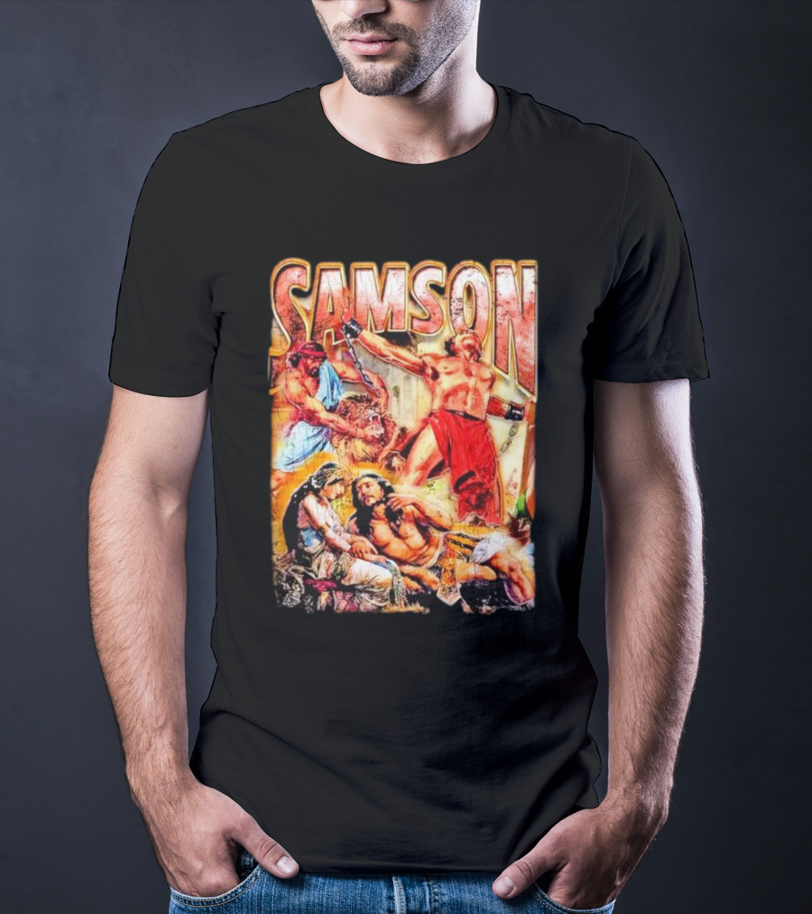 Samson Biblical Hero Epic Scene Vintage T-Shirt