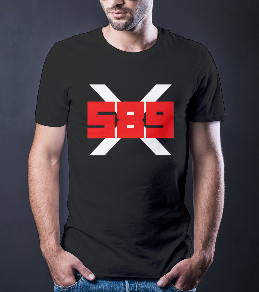 XRP 589 Bold Red On Black With White X T-Shirt