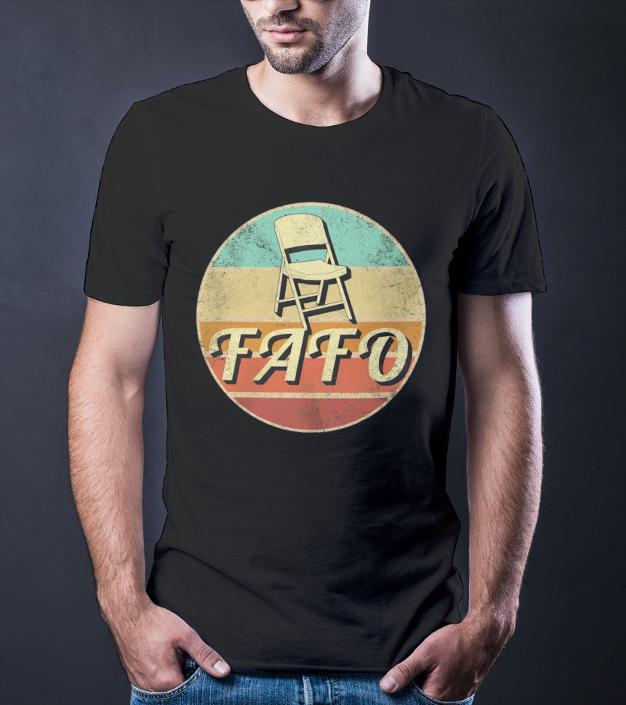 FAFO Folding Chair Retro Vintage Circle Stripe T-Shirt