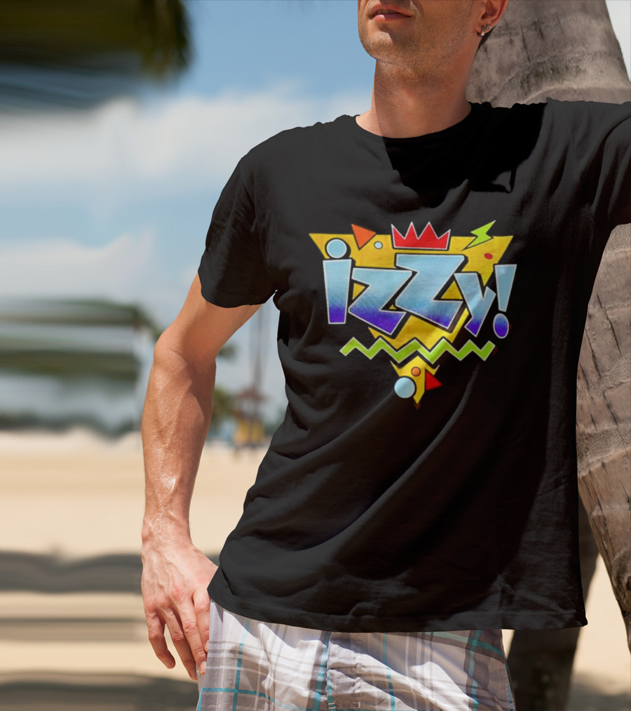 Izzy 90s Retro Triangles Zigzag Crown Bright Colors T-Shirt