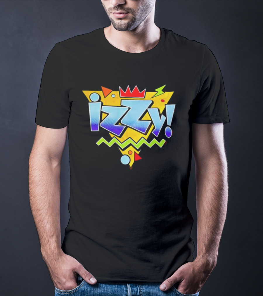 Izzy 90s Retro Triangles Zigzag Crown Bright Colors T-Shirt