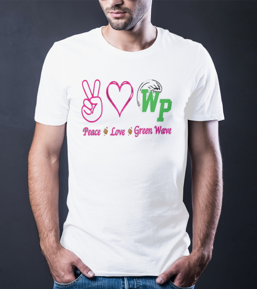 Peace Love Football WP Green Wave T-Shirt