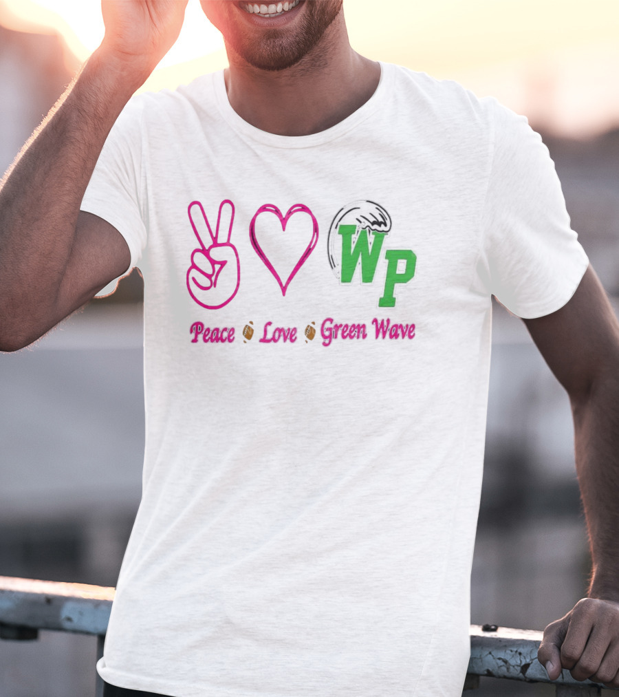 Peace Love Football WP Green Wave T-Shirt