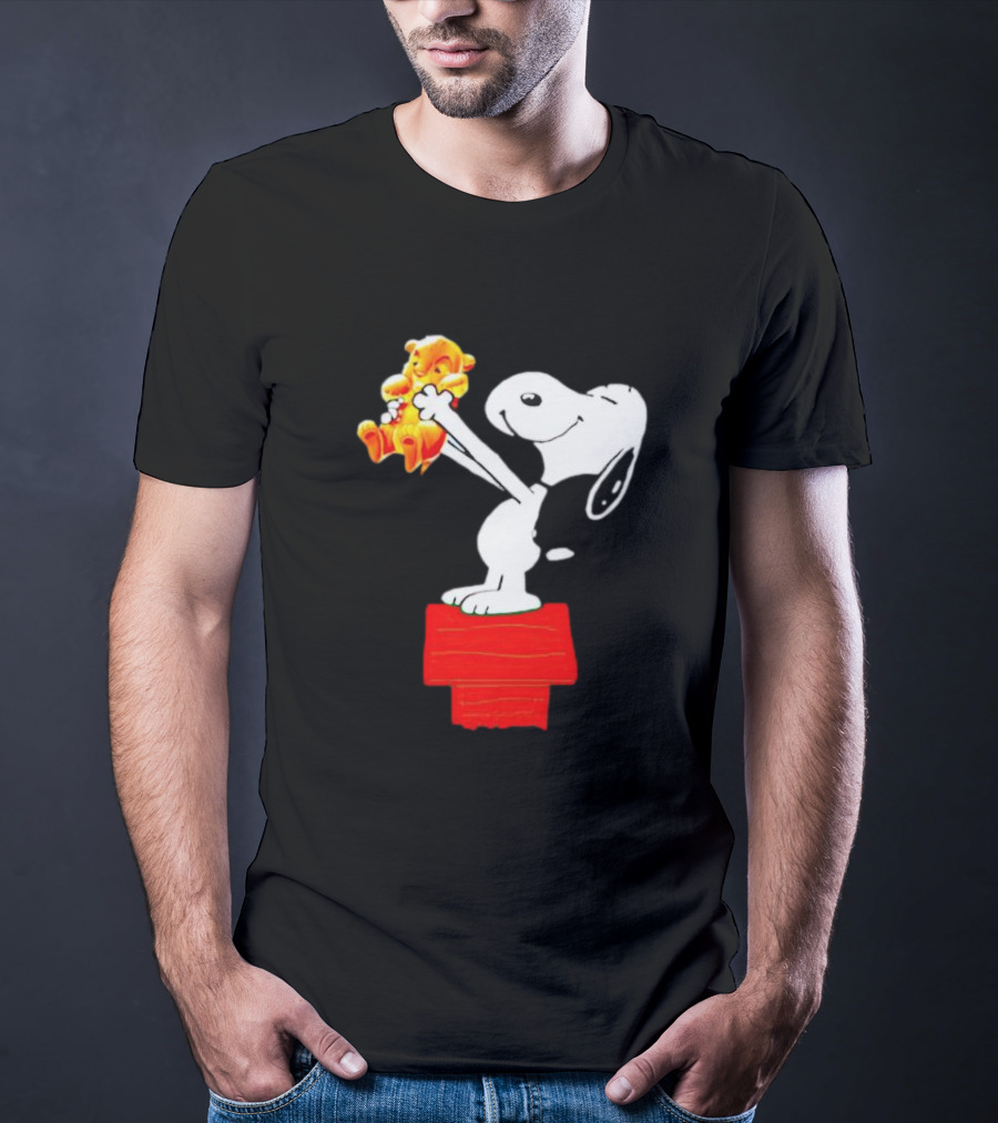 Snoopy Holding Simba From Lion King Scene T-Shirt