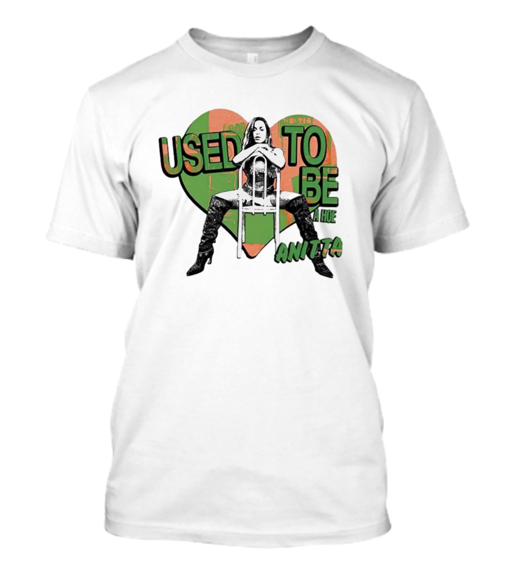 Used To Be A Hoe Anitta Chair Pose Heart Background T-Shirt