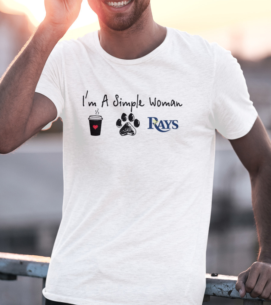 I'm A Simple Woman Who Loves Coffee Paw Prints And Rays Baseball T-Shirt