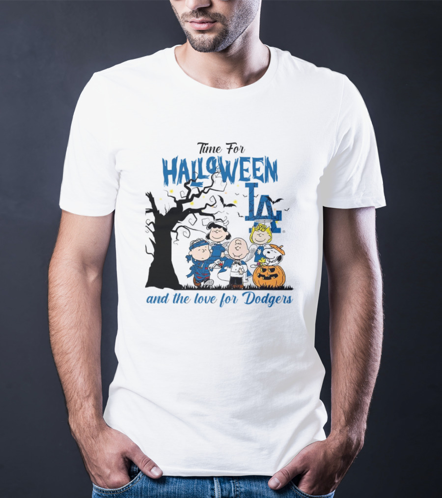 Time For Halloween LA And The Love For Dodgers Peanuts Characters T-Shirt