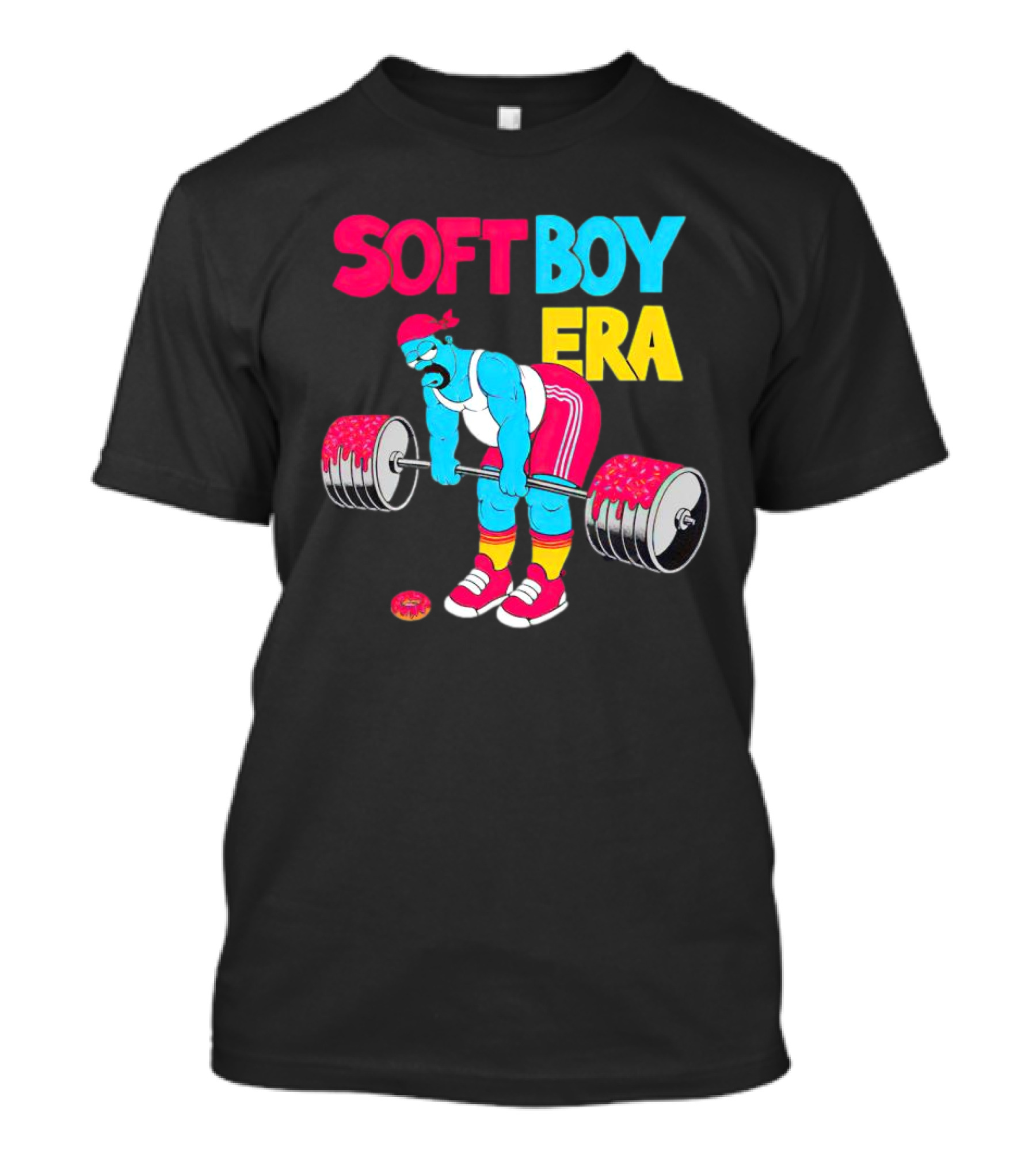 Soft Boy Era Donut Weightlifting Cartoon T-Shirt