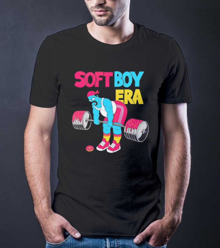 Soft Boy Era Donut Weightlifting Cartoon T-Shirt