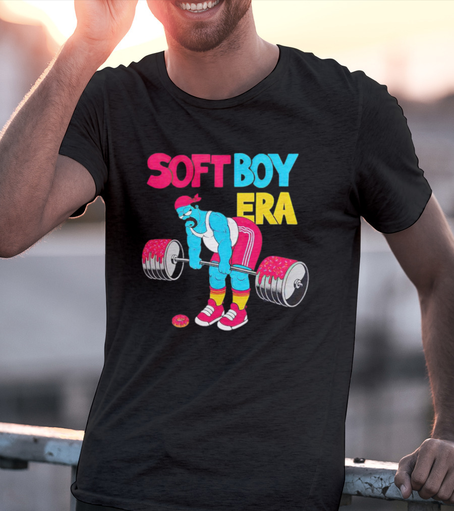 Soft Boy Era Donut Weightlifting Cartoon T-Shirt