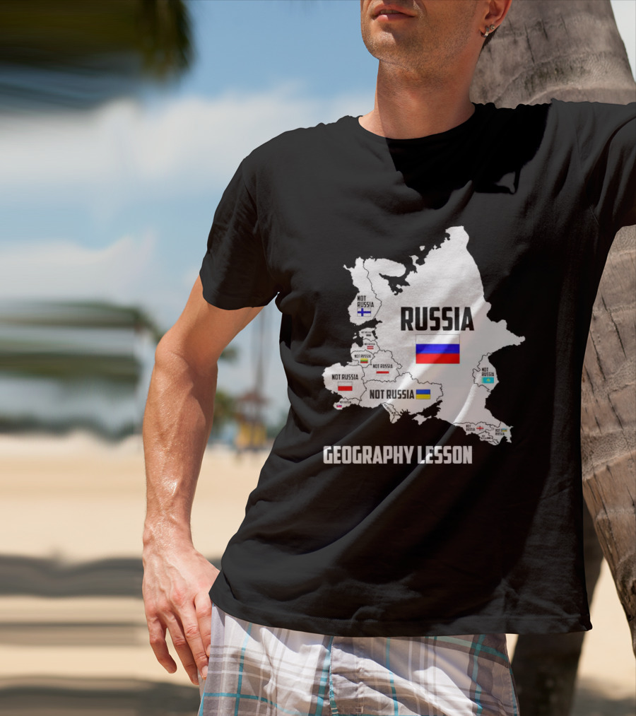 Geography Lesson Not Russia Map With Flags T-Shirt