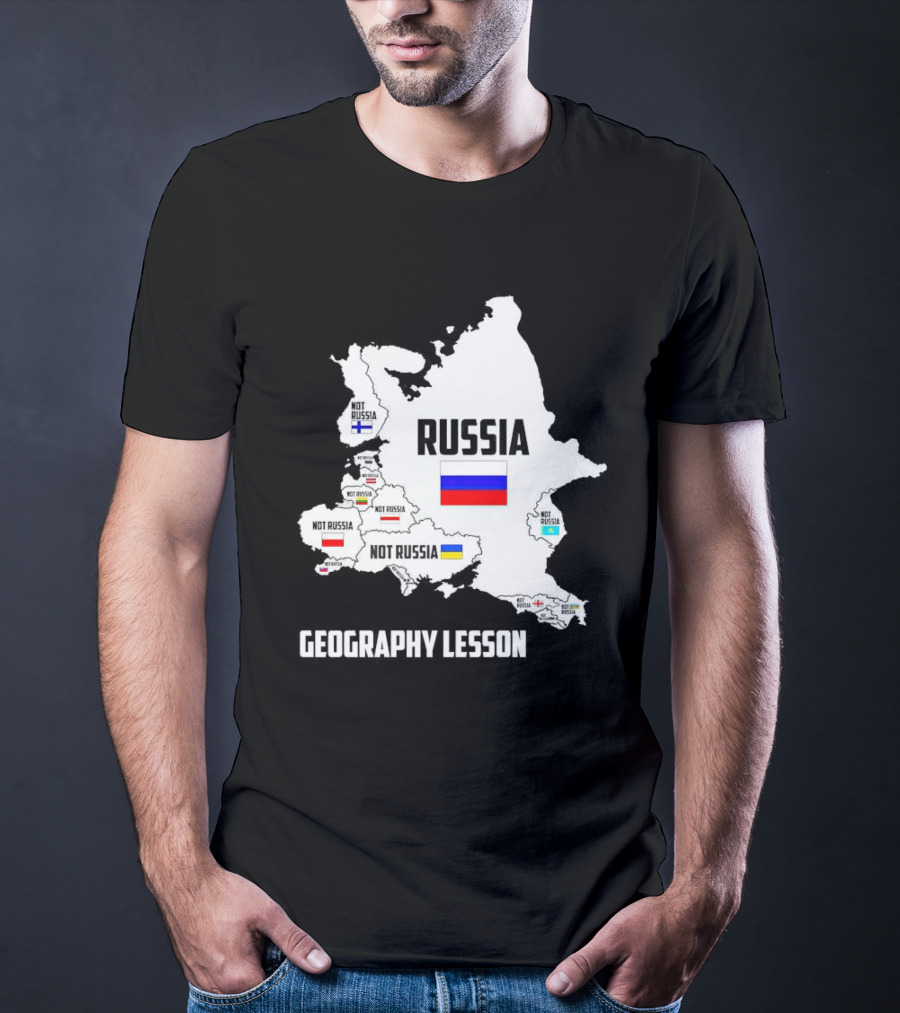 Geography Lesson Not Russia Map With Flags T-Shirt
