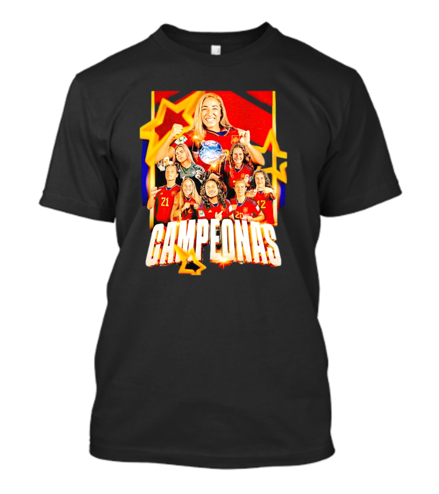 Real Madrid C.F. Campeonas Del Mundo Celebrating Victory With Stars And Smiling Athletes T-Shirt