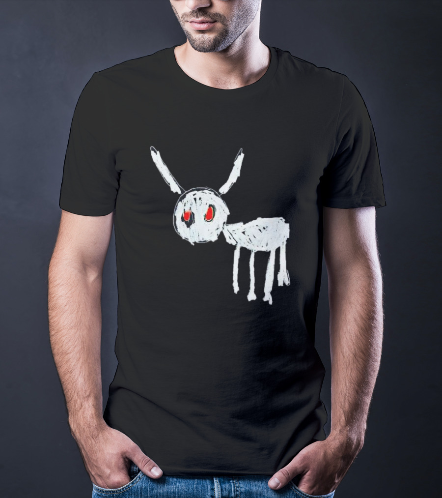 Adonis For All The Dogs With White Abstract Creature Sketch With Red Eyes T-Shirt