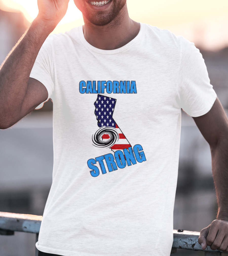 California Strong Hurricane Hilary California Map American Flag T-Shirt