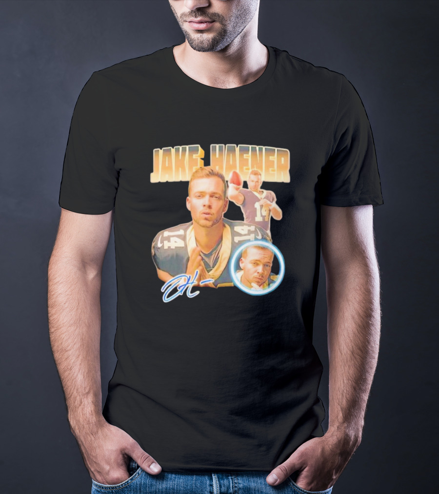 Jake Haener 14 Football Iconic Pose H- Signature T-Shirt